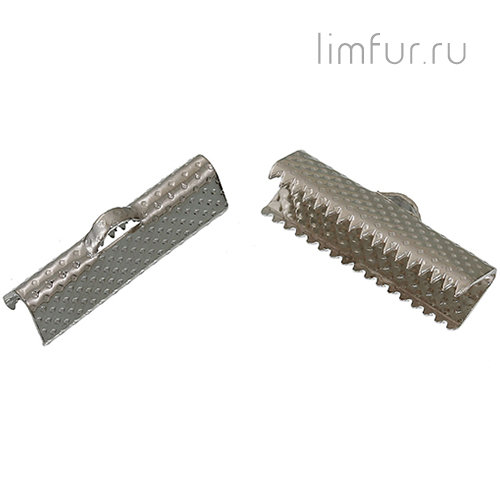 Зажим-концевик с зубцами, серебро, 16х8 мм (2 шт)