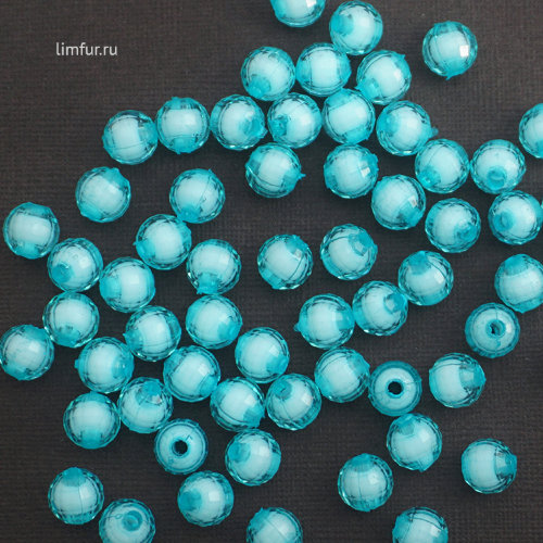 Бусина акрил "ОБОЛОЧКА ШАР", голубой, 8 мм