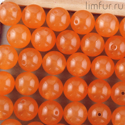 Бусина АГАТ натуральный тонированный, гладкий, оранжевый, 10 мм
