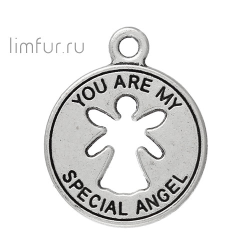 Подвеска "МЕДАЛЬОН YOU ARE MY SPECIAL ANGEL", серебро, 22х18 мм