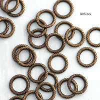 Колечки соединительные неразъёмные (закрытые/литые), резные, бронза, 13 мм