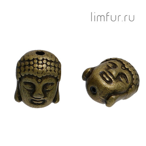 Бусина (скидка 68%) металл "Buddha", бронза, 11х9 мм